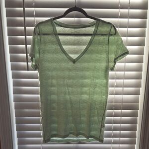 J. Crew Light Green V-Neck Short Sleeve Tee